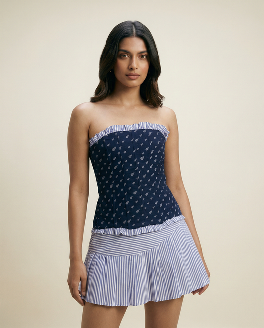 Dotty denim corset