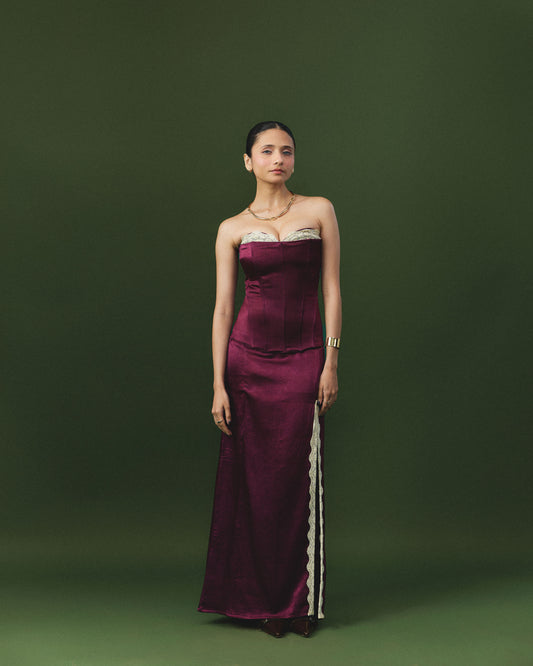 Tara ivory lace skirt set