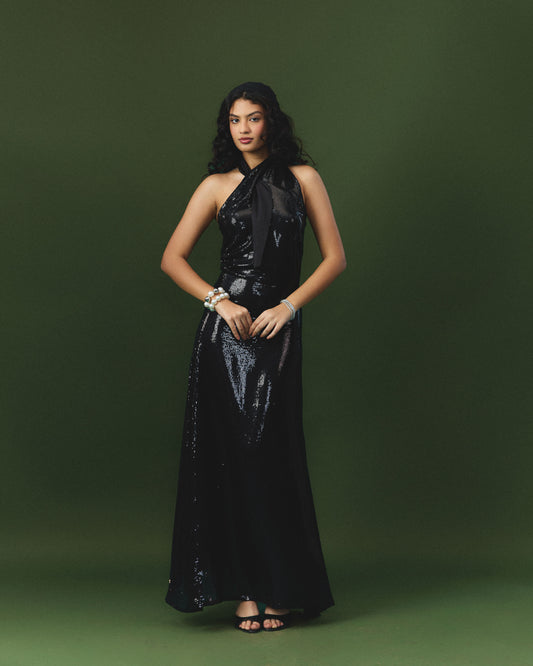 Jahnvi black sequin maxi dress