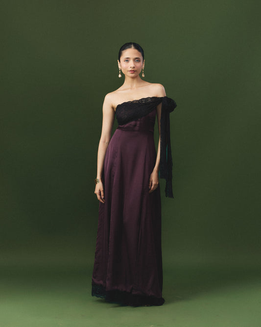 Deeksha brown lace maxi dress