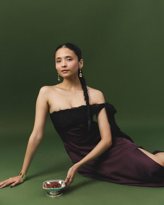 Deeksha brown lace maxi dress