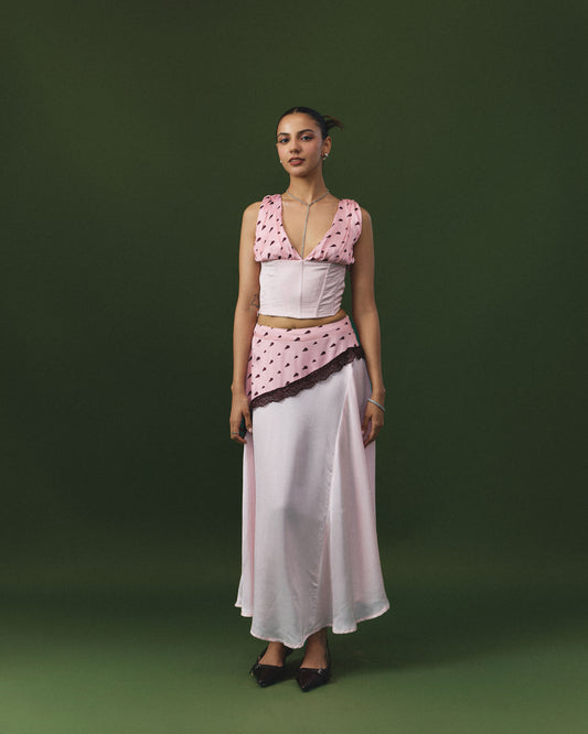 Shibani pink skirt set