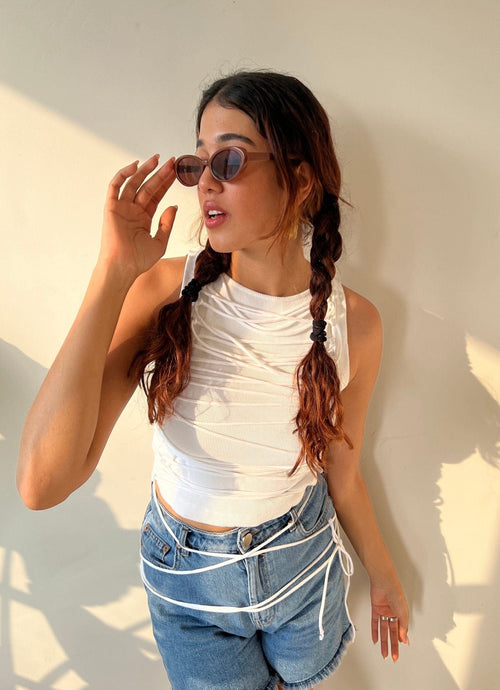 Osé Studios Clothing Heart strings top WHITE