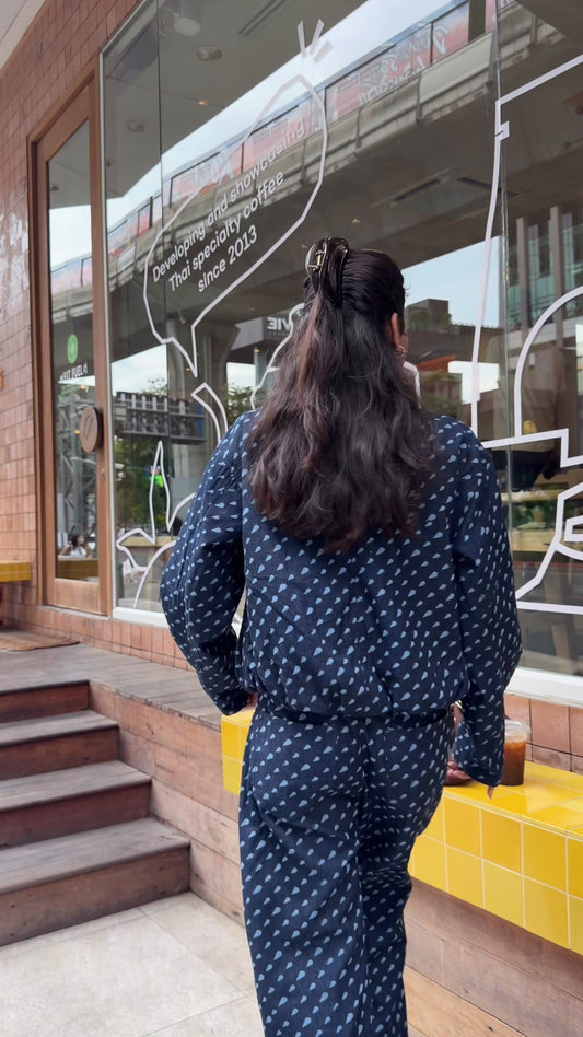 Tania polka print denim set